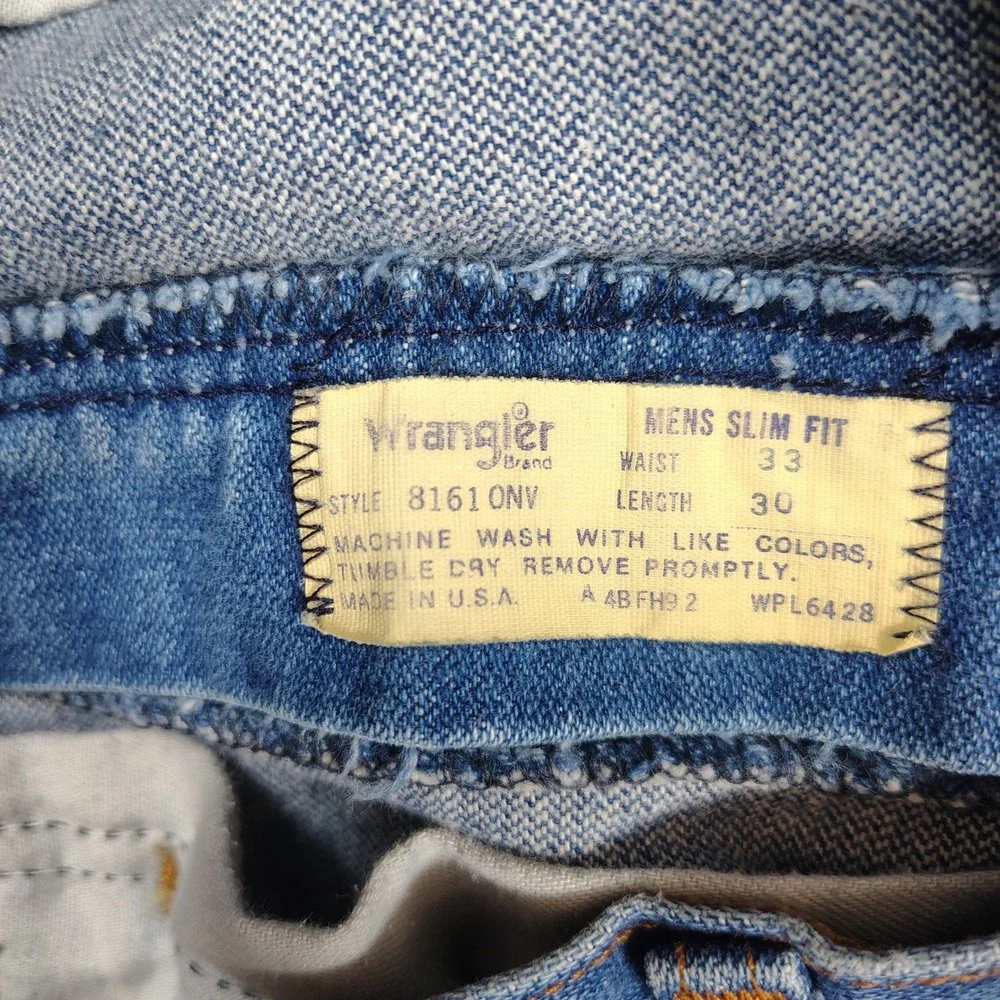 Wrangler Jeans Mens 33x30 Blue Slim Fit Flare Vintage 8161ONV Denim Made in USA